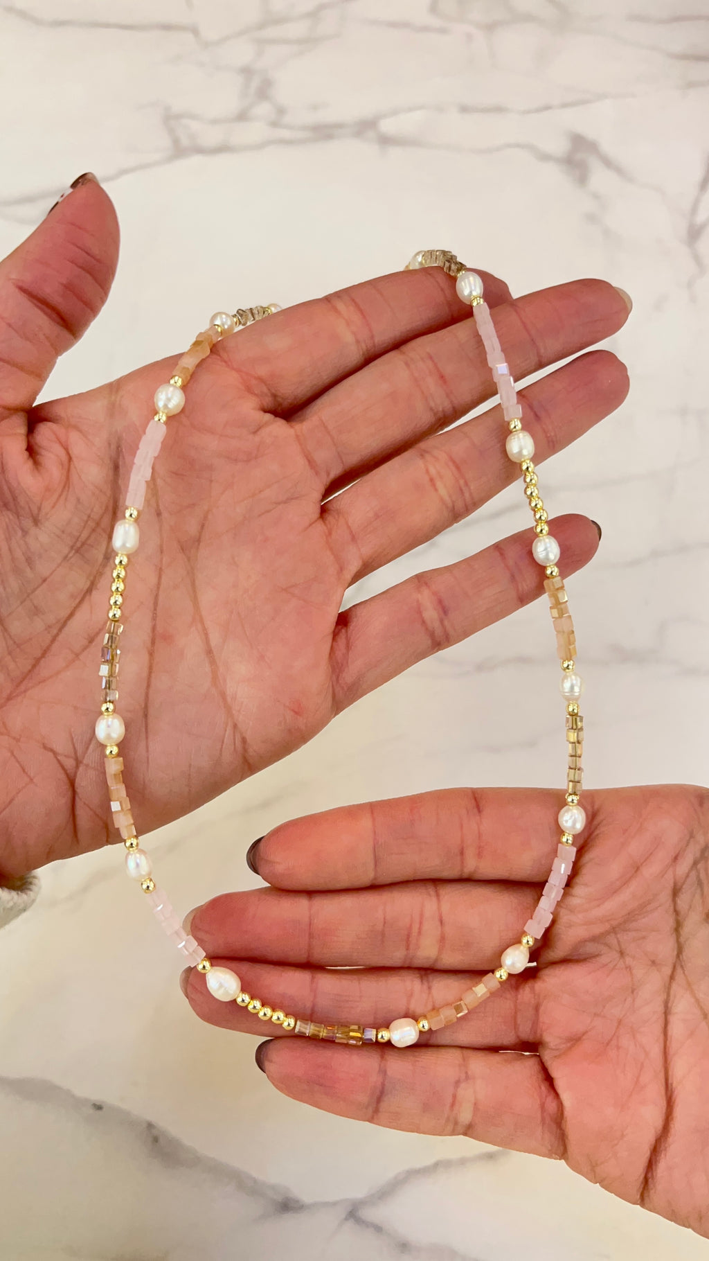 Collar Cristales + Perlas