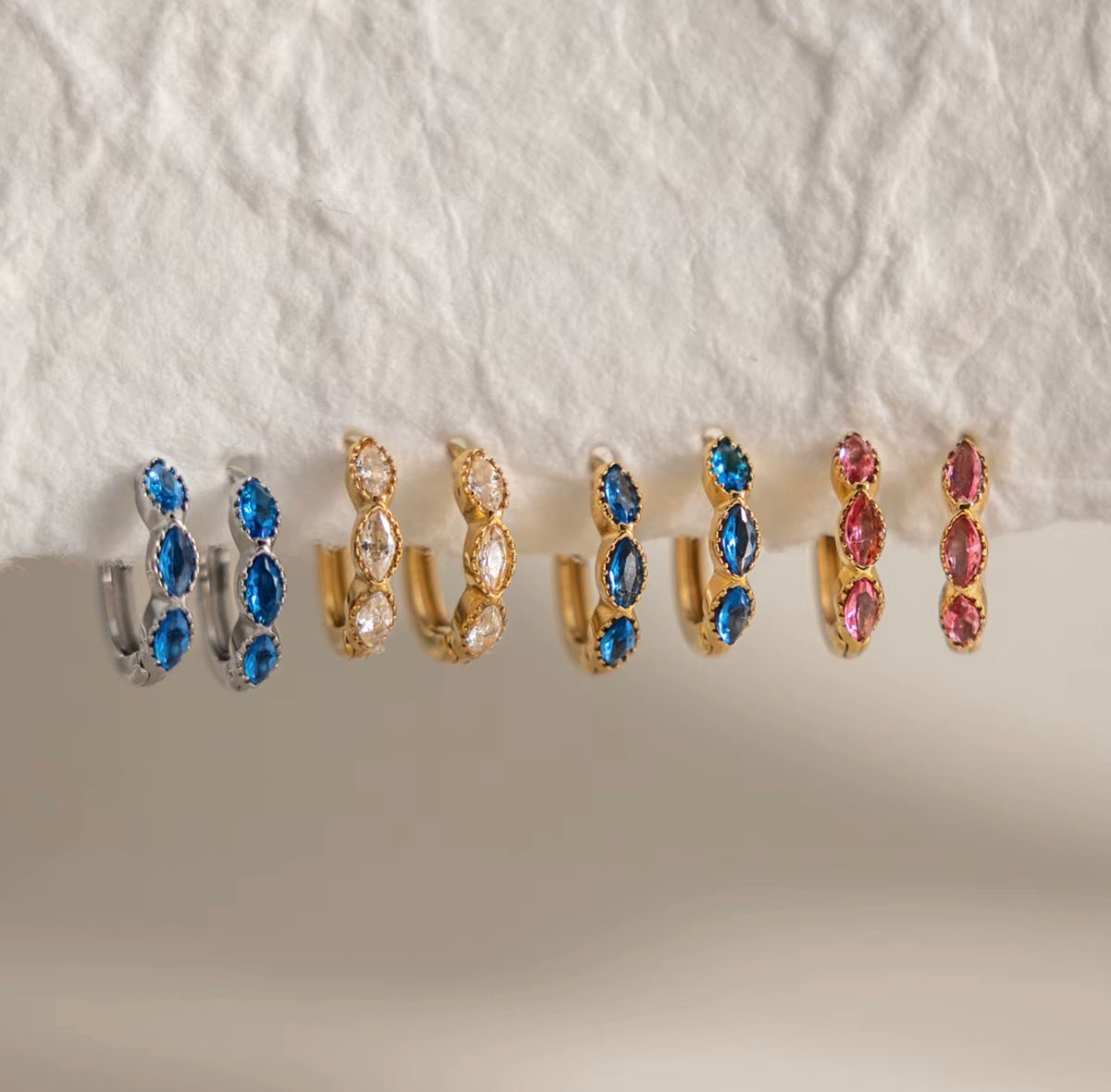 Aros Cristales Rose & Blue
