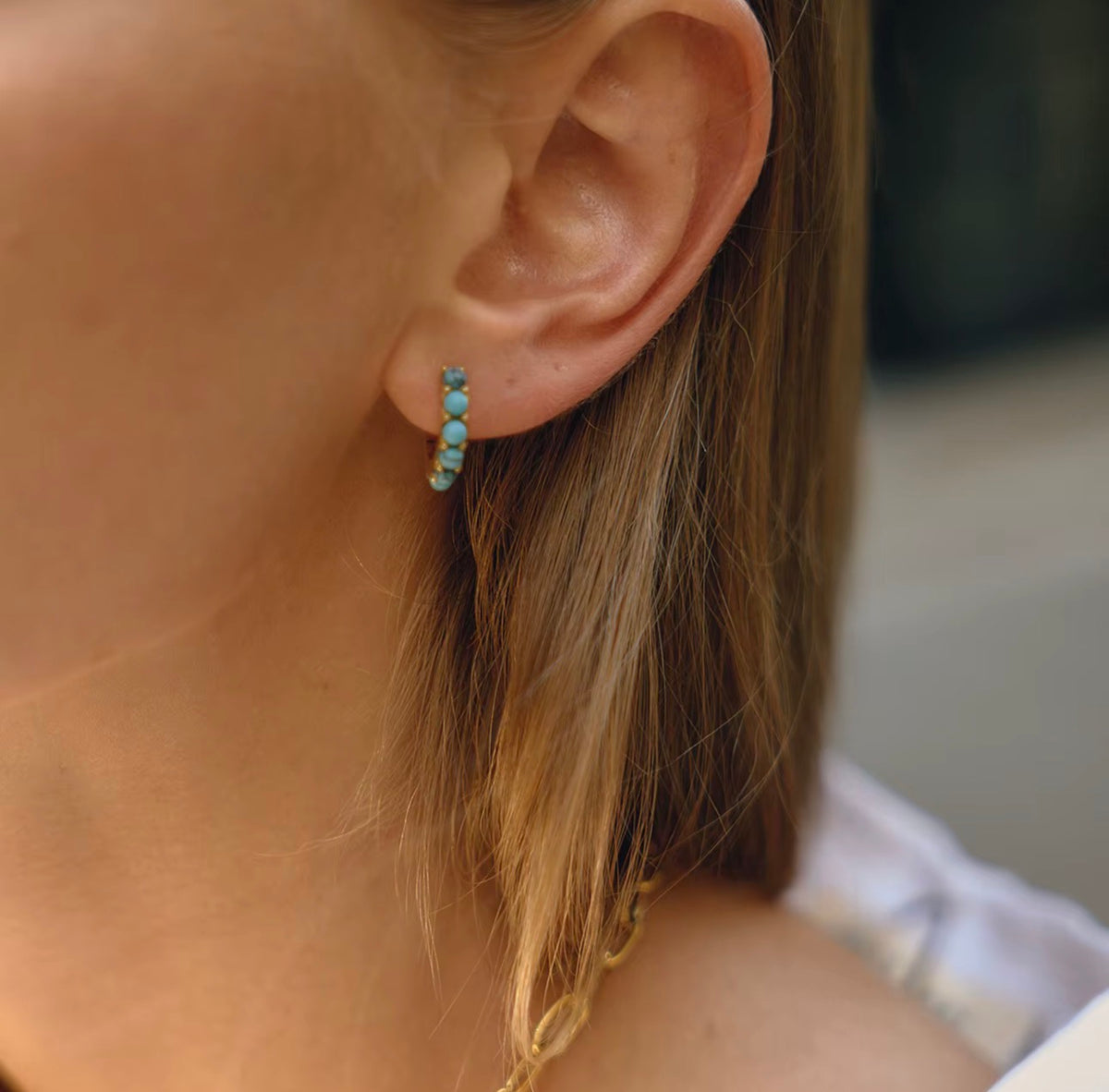Aros Turquesa & Perlas