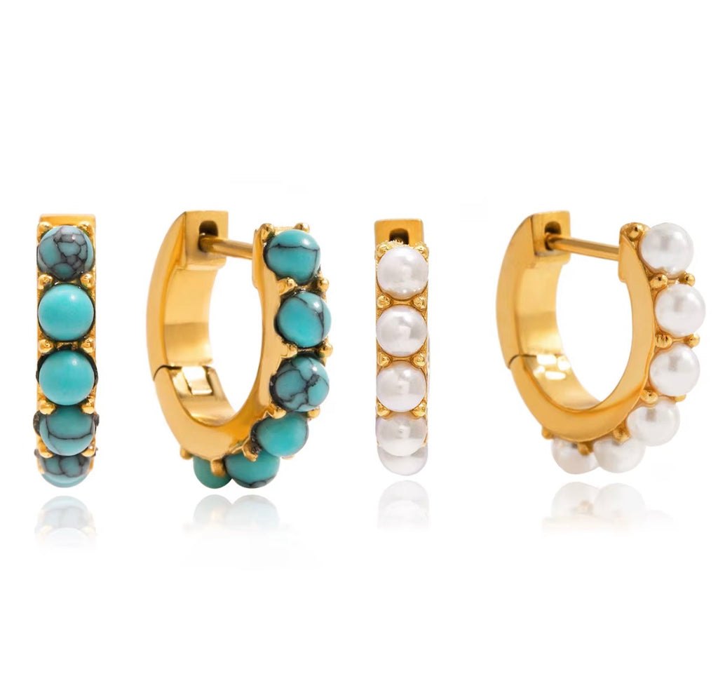 Aros Turquesa & Perlas