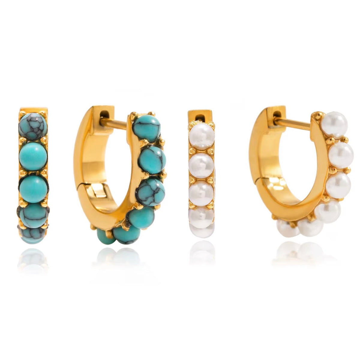 Aros Turquesa & Perlas